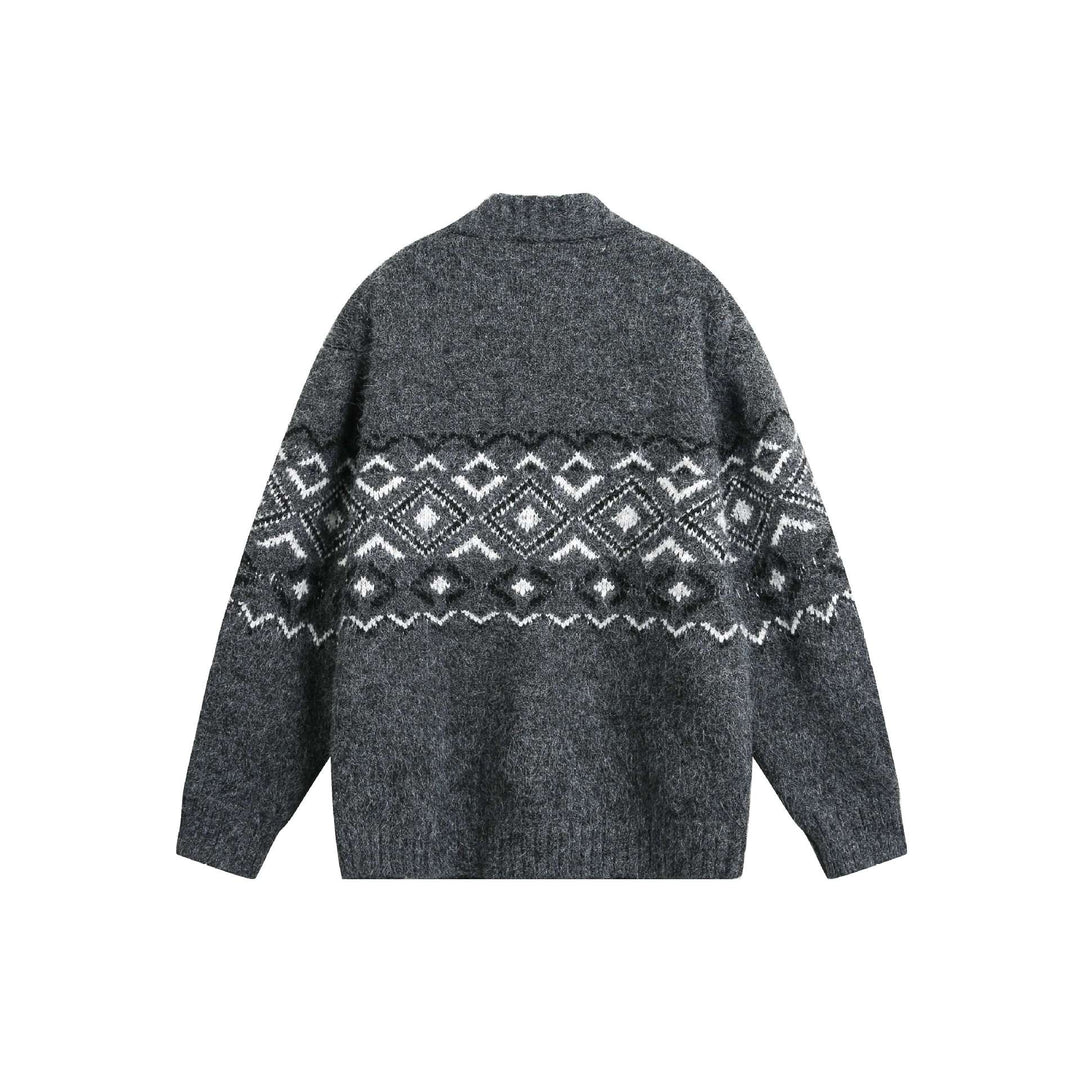 Damen Grobstrick-Zipjacke mit Norwegermuster und hohem Rippkragen Nord Taschen
