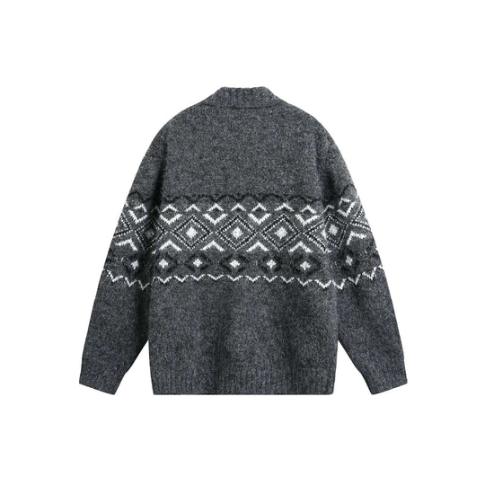 Damen Grobstrick-Zipjacke mit Norwegermuster und hohem Rippkragen Nord Taschen