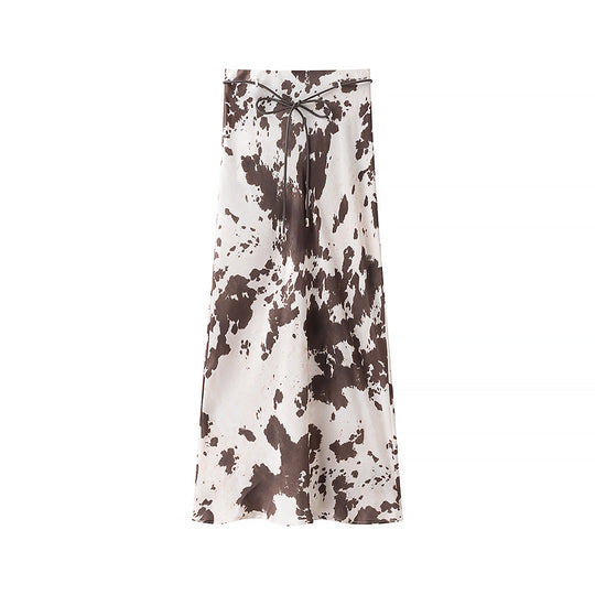 Damen Oversize-Hemdbluse mit Kuhflecken-Print, verdeckter Knopfleiste und weitem Schnitt Nord Taschen