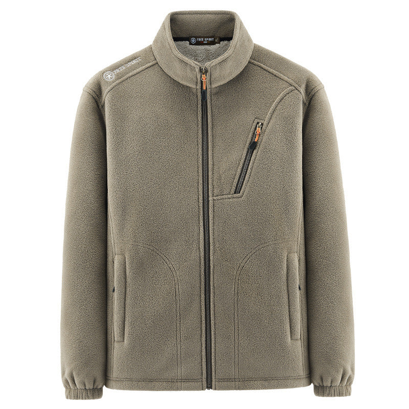 Herren Warme Microfleece-Outdoorjacke mit Brustreißverschluss, Seitentaschen und Stehkragen Nord Taschen