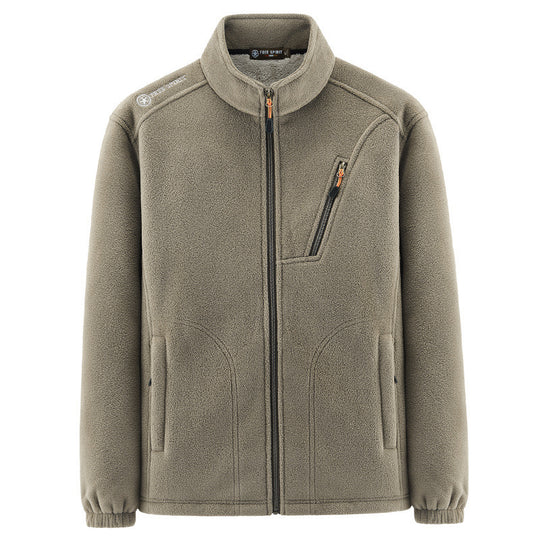 Herren Warme Microfleece-Outdoorjacke mit Brustreißverschluss, Seitentaschen und Stehkragen Nord Taschen
