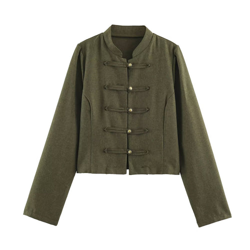 Damen Kurzjacke im Mandarin-Stil mit dekorativen Knebelverschlüssen und taillierter Nahtführung Nord Taschen