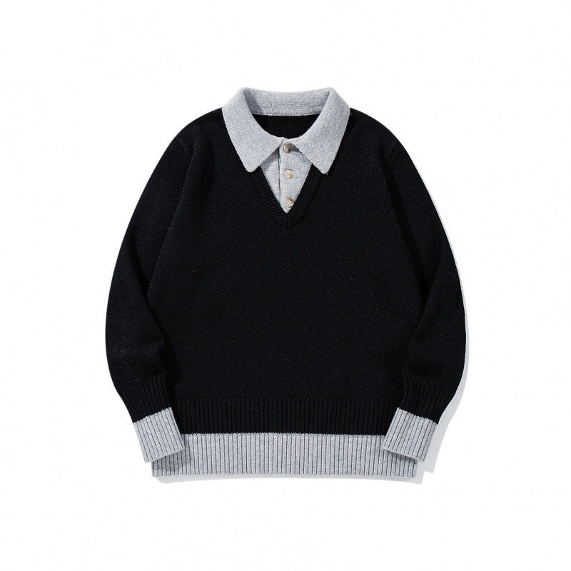 Herren Oversized Feinstrick-Polo mit kontrastbesetztem Hemdkragen und Rippenbündchen Nord Taschen