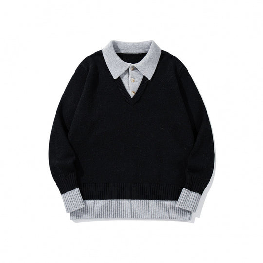 Herren Oversized Feinstrick-Polo mit kontrastbesetztem Hemdkragen und Rippenbündchen Nord Taschen