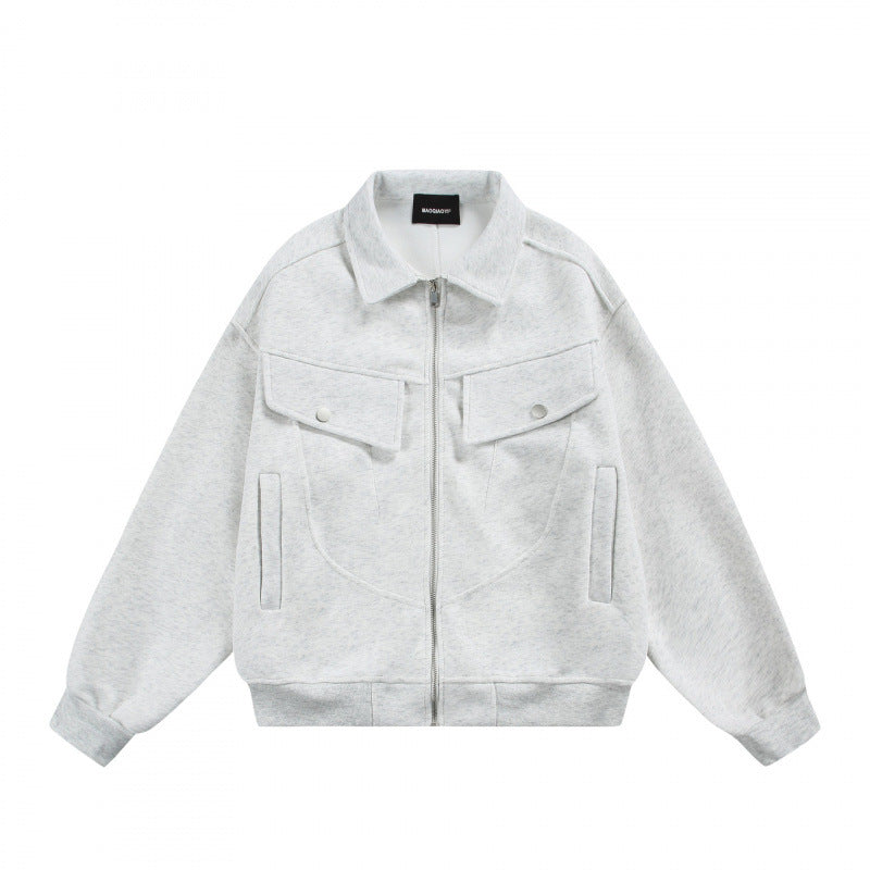 Unisex Zip-Sweatjacke mit aufgesetzten Brustklappen und geripptem Saum Nord Taschen