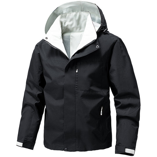 Herren Wasser- und winddichte Funktions‑Outdoorjacke mit Kapuze, atmungsaktivem Mesh‑Futter und verdeckter Reißverschlussleiste Nord Taschen