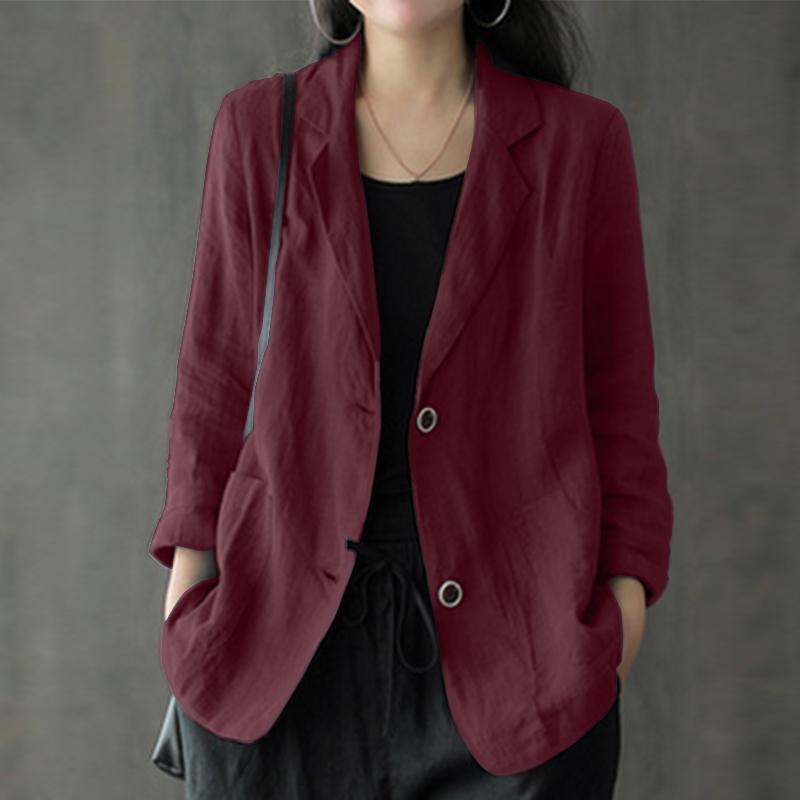 Damen Lässiger Leinenblazer Nord Taschen