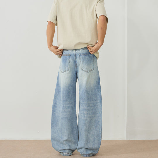 Herren Extreme Baggy-Denimhose im bodenlangen Palazzoschnitt mit tiefem Schritt Nord Taschen