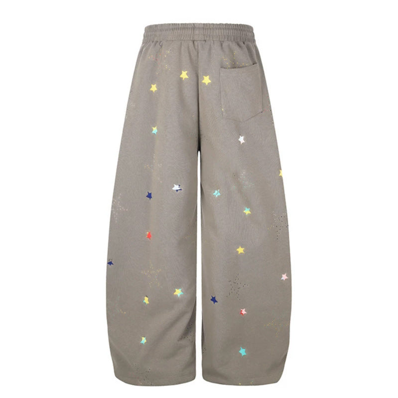 Damen Extraweite Palazzo‑Sweathose im Balloon‑Cut mit elastischem Komfortbund, Kordelzug und Sternen‑Applikation Nord Taschen