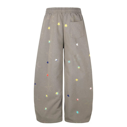 Damen Extraweite Palazzo‑Sweathose im Balloon‑Cut mit elastischem Komfortbund, Kordelzug und Sternen‑Applikation Nord Taschen