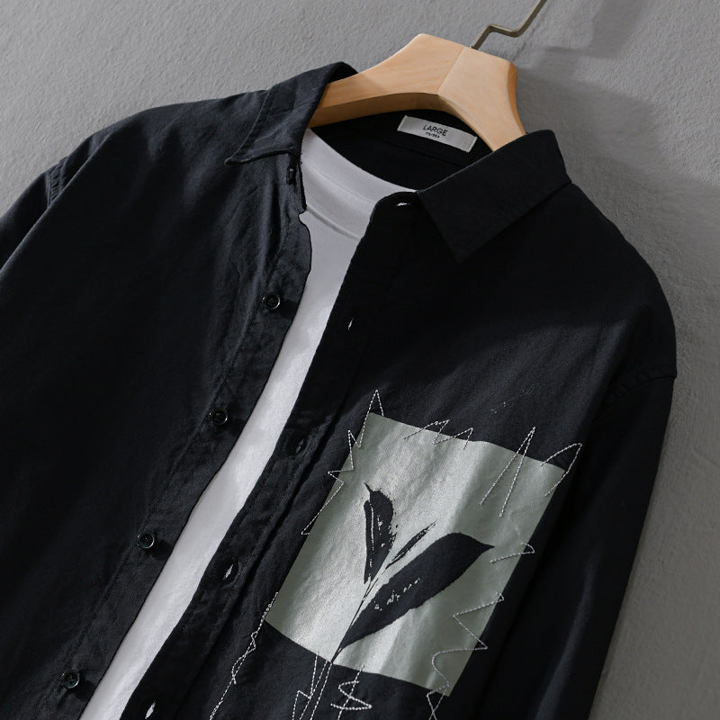 Herren Overshirt-Hemd mit Print-Patch und integriertem T-Shirt Nord Taschen