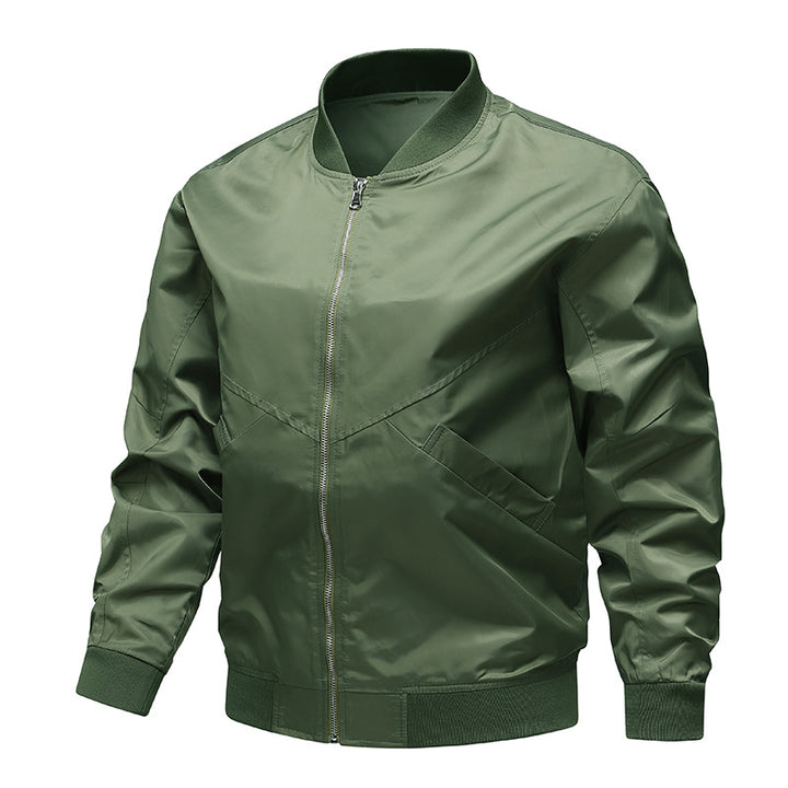 Men's  minimalist nylon flight bomber jacket with angled welt pockets and funnel rib collar Nord Taschen