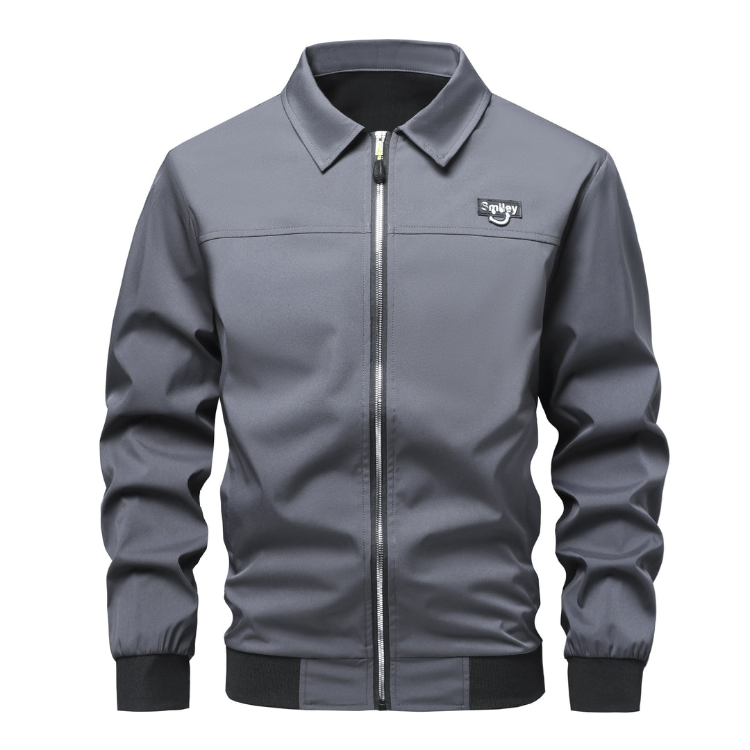Herren Collar-Zip-Blouson aus Softshell mit gerippten Bündchen & Smiley-Patch Nord Taschen