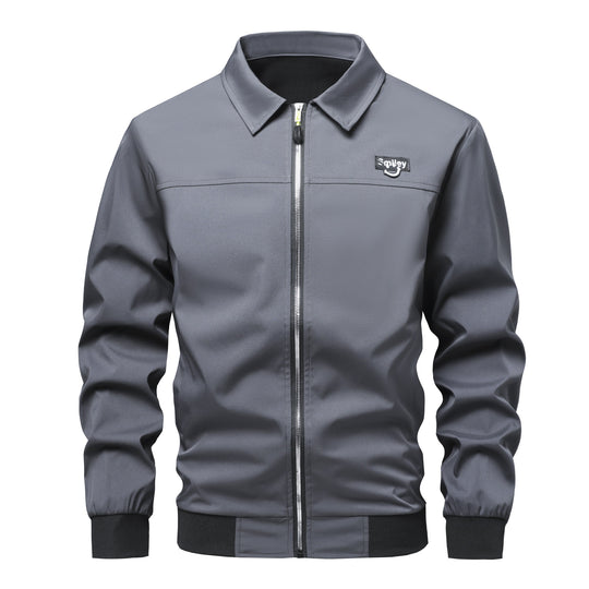 Herren Collar-Zip-Blouson aus Softshell mit gerippten Bündchen & Smiley-Patch Nord Taschen