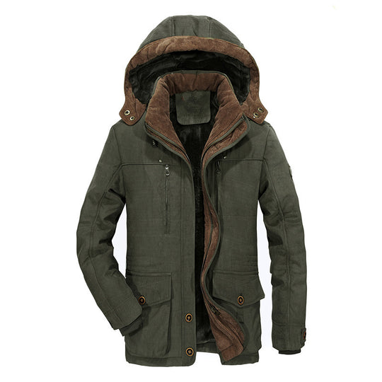 Herren Wattierte Winterparka mit Kapuze und Teddyfutter wasserabweisend vielseitige Taschen Nord Taschen