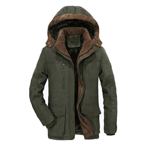 Herren Wattierte Winterparka mit Kapuze und Teddyfutter wasserabweisend vielseitige Taschen Nord Taschen