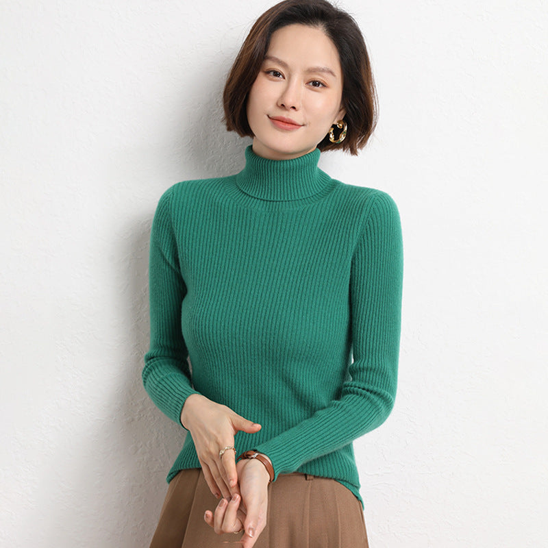 Damen Taillierter Feinstrick-Rollkragenpullover mit feiner Rippenstruktur und Kaschmir-Optik Nord Taschen