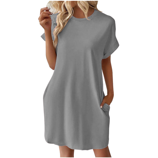Damen lässiges T-Shirt Kleid mit praktischen Taschen