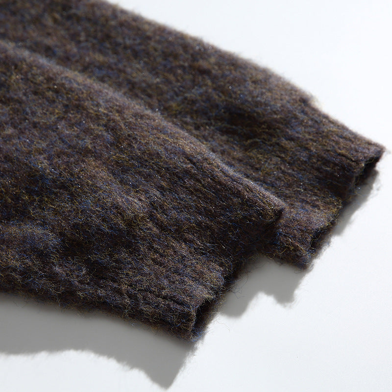 Damen Grobgestrickte Oversize-Cardigan mit Mohair-Optik und Rundhalsausschnitt Nord Taschen