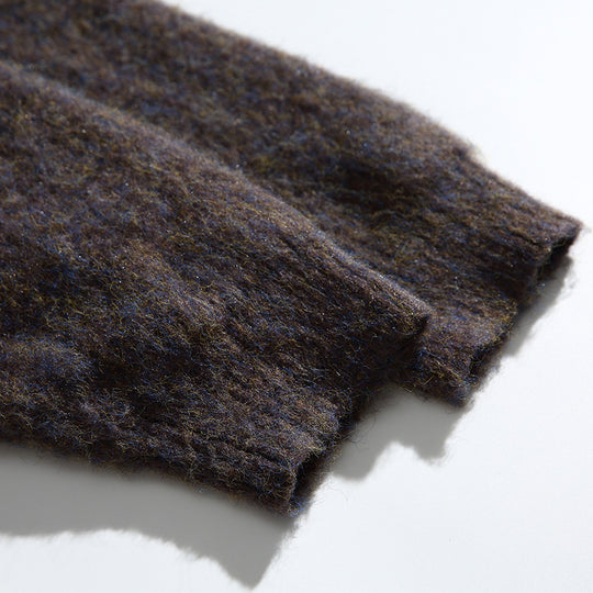 Damen Grobgestrickte Oversize-Cardigan mit Mohair-Optik und Rundhalsausschnitt Nord Taschen