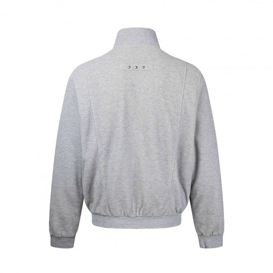 Unisex Grobgestrickte Zip‑Bomberjacke mit Stehkragen, Nieten‑Detail und Reißverschlusstaschen Nord Taschen