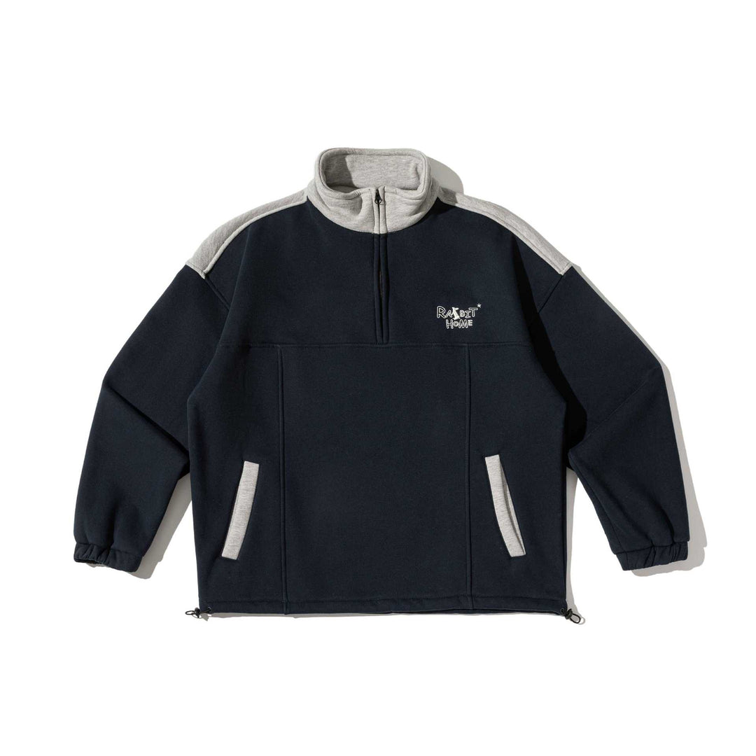 Unisex Halbzip-Sweatshirt im Oversize-Boxy-Schnitt mit hohem Stehkragen und Kängurutasche Nord Taschen