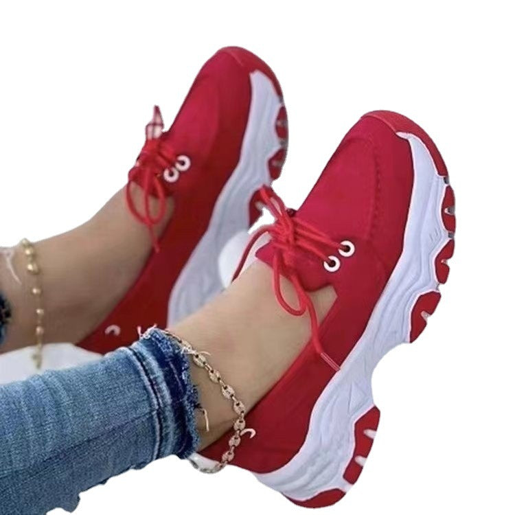 Damen  sportliche Chunky-Sneaker mit leichter Dämpfung, profilierter Wellenlaufsohle und atmungsaktivem Canvas-Obermaterial Nord Taschen