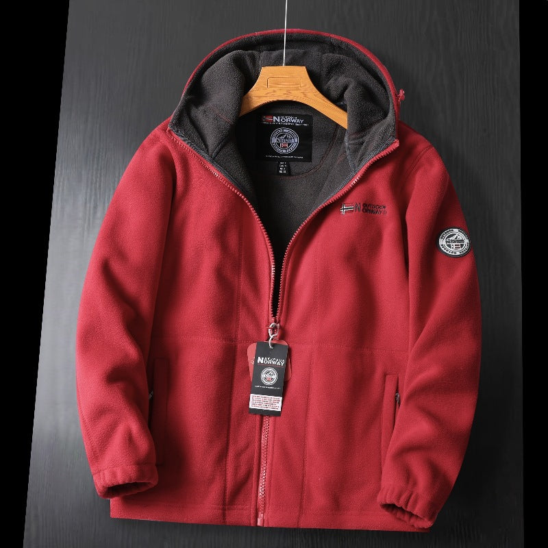 Damen Kapuzen-Fleecejacke mit Teddyfutter und durchgehendem Reißverschluss Nord Taschen