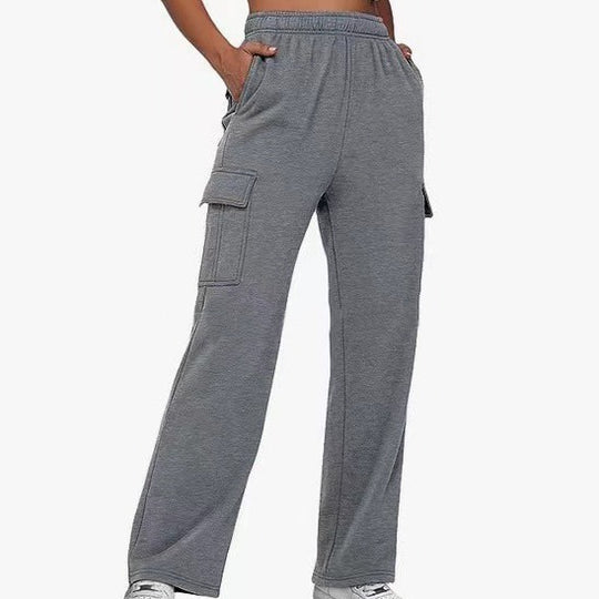 Damen Cargo-Hose mit weitem Bein, elastischem Bund und Cargotaschen Nord Taschen