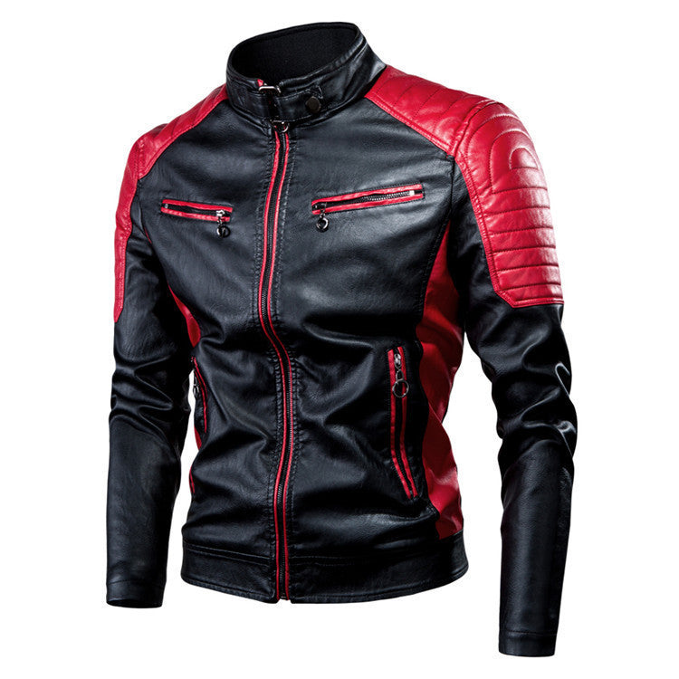 Herren Biker‑Blouson aus Kunstleder mit Racing‑Paneelen, Stepppolsterung und Reißverschluss‑Taschen Nord Taschen