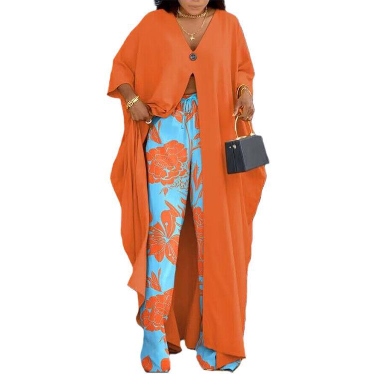 Damen Set aus kimonoartigem Oberteil und weitem Hosen Nord Taschen