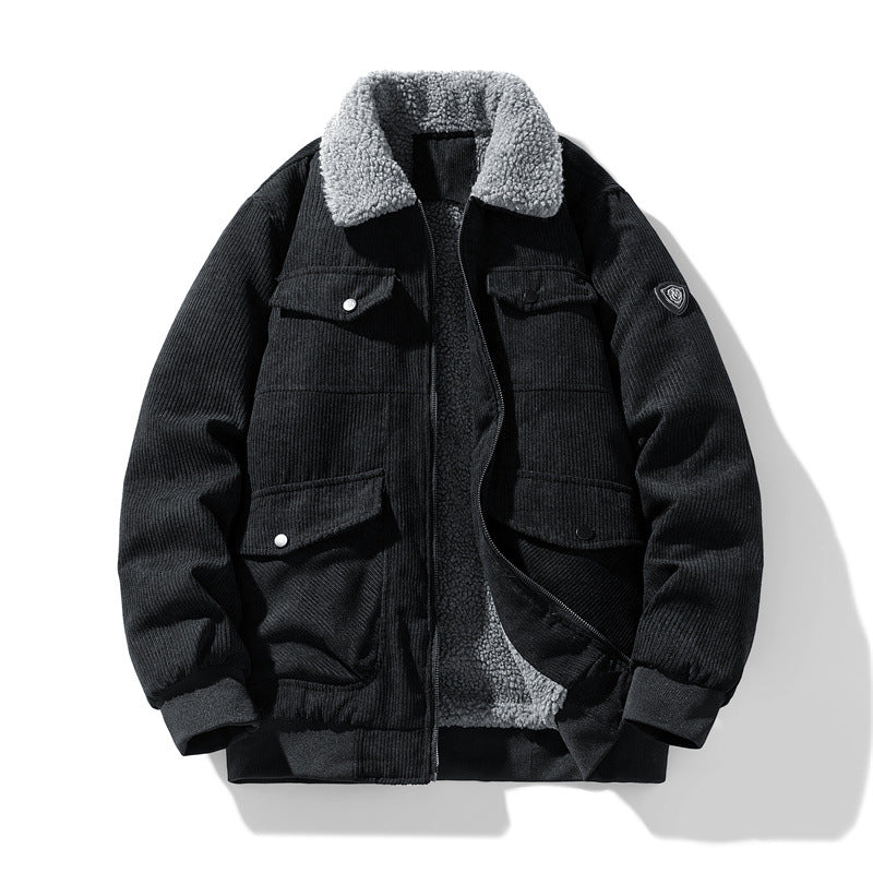 Herren Cord-Fieldjacke mit Teddyfutter, gesteppter Isolierung und Multifachtaschen Nord Taschen