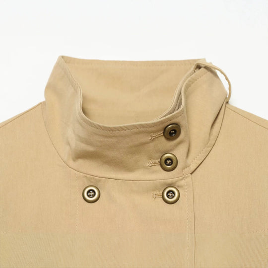 Damen Kurzgeschnittene doppeltreihige Utility-Jacke mit hohem Stehkragen Nord Taschen