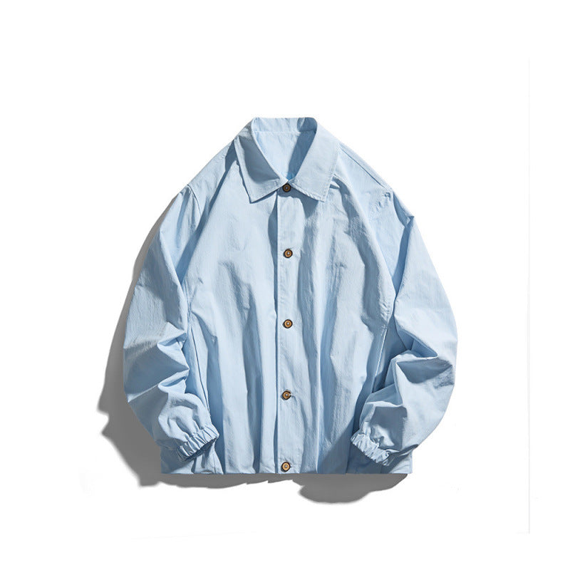 Unisex Leichtes Overshirt-Jacke im Boxy-Cut mit Hemdkragen und elastischen Ärmelbündchen Nord Taschen