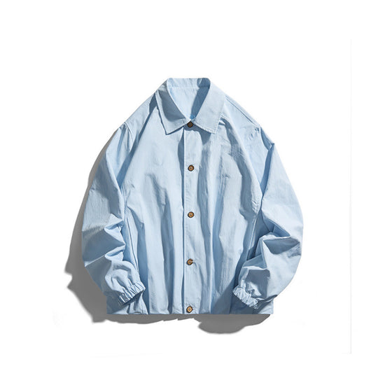 Unisex Leichtes Overshirt-Jacke im Boxy-Cut mit Hemdkragen und elastischen Ärmelbündchen Nord Taschen