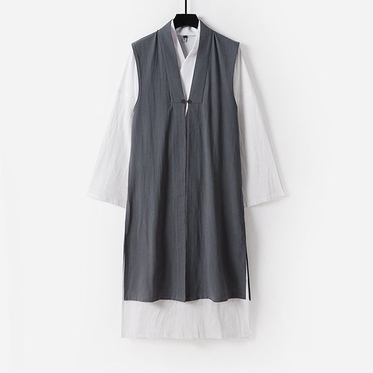 Damen Langer ärmelloser Kimono-Weste mit minimalistischer Linienführung und dekorativem Knebelverschluss Nord Taschen