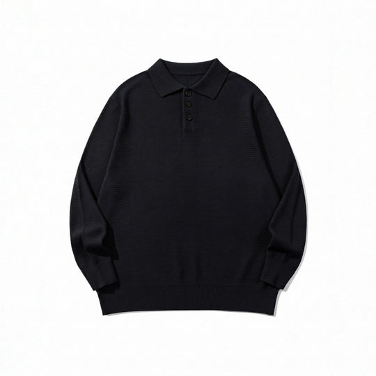 Unisex Boxy-Feinstrick-Poloshirt mit Henley-Knopfleiste, Rippbündchen und Raglanärmeln Nord Taschen