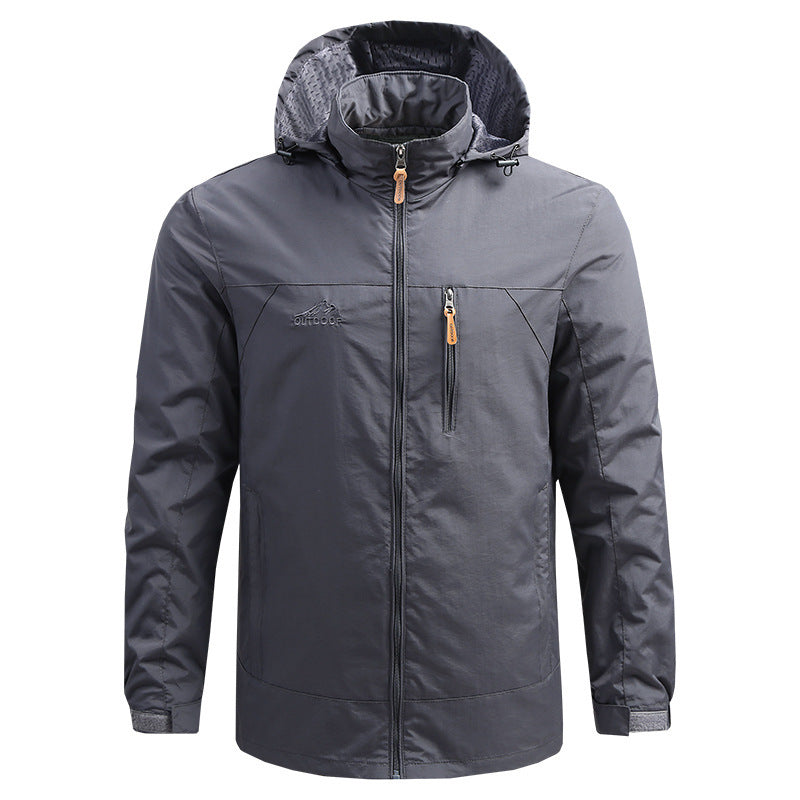 Herren Leichte atmungsaktive Outdoorjacke mit Kapuze, Brust-Reißverschluss und windabweisender Shell Nord Taschen