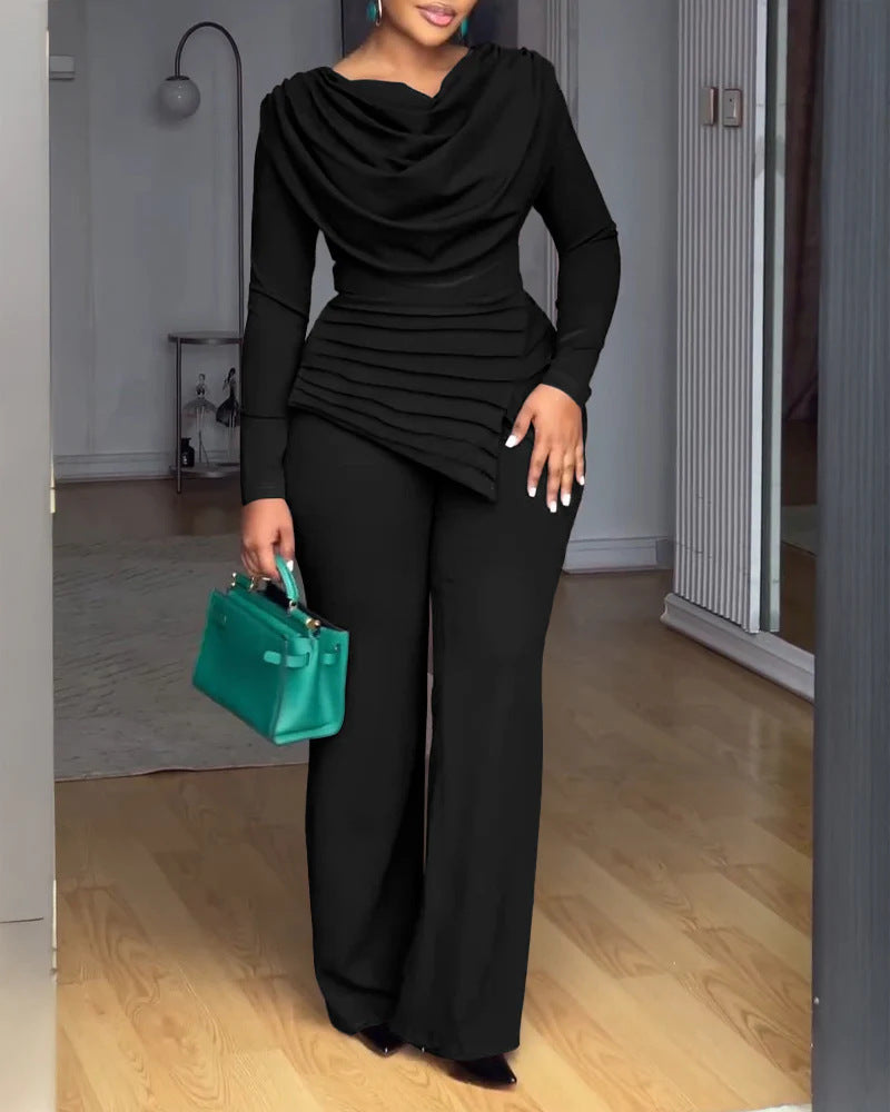 Damen Elegantes Wickel-Jumpsuit mit Drapierung Nord Taschen