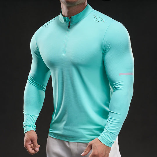 Herren Kompressions-Trainingsshirt mit kurzem Reißverschluss und atmungsaktiver Mesh‑Struktur Nord Taschen