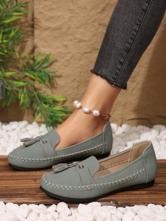 Damen  klassische Mokassin-Slipper mit Quasten und weichem Komfortfußbett Nord Taschen