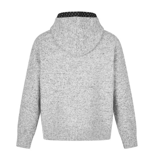 Damen Zip-Kapuzen-Strickjacke mit gepunkteter Kapuzenfütterung und Sternchen-Stickerei Nord Taschen