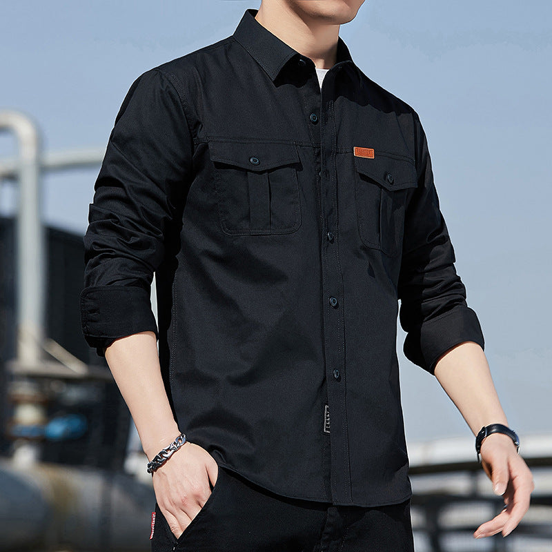 Herren leichtes Utility-Overshirt aus Baumwoll-Canvas mit Brustpattentaschen Nord Taschen