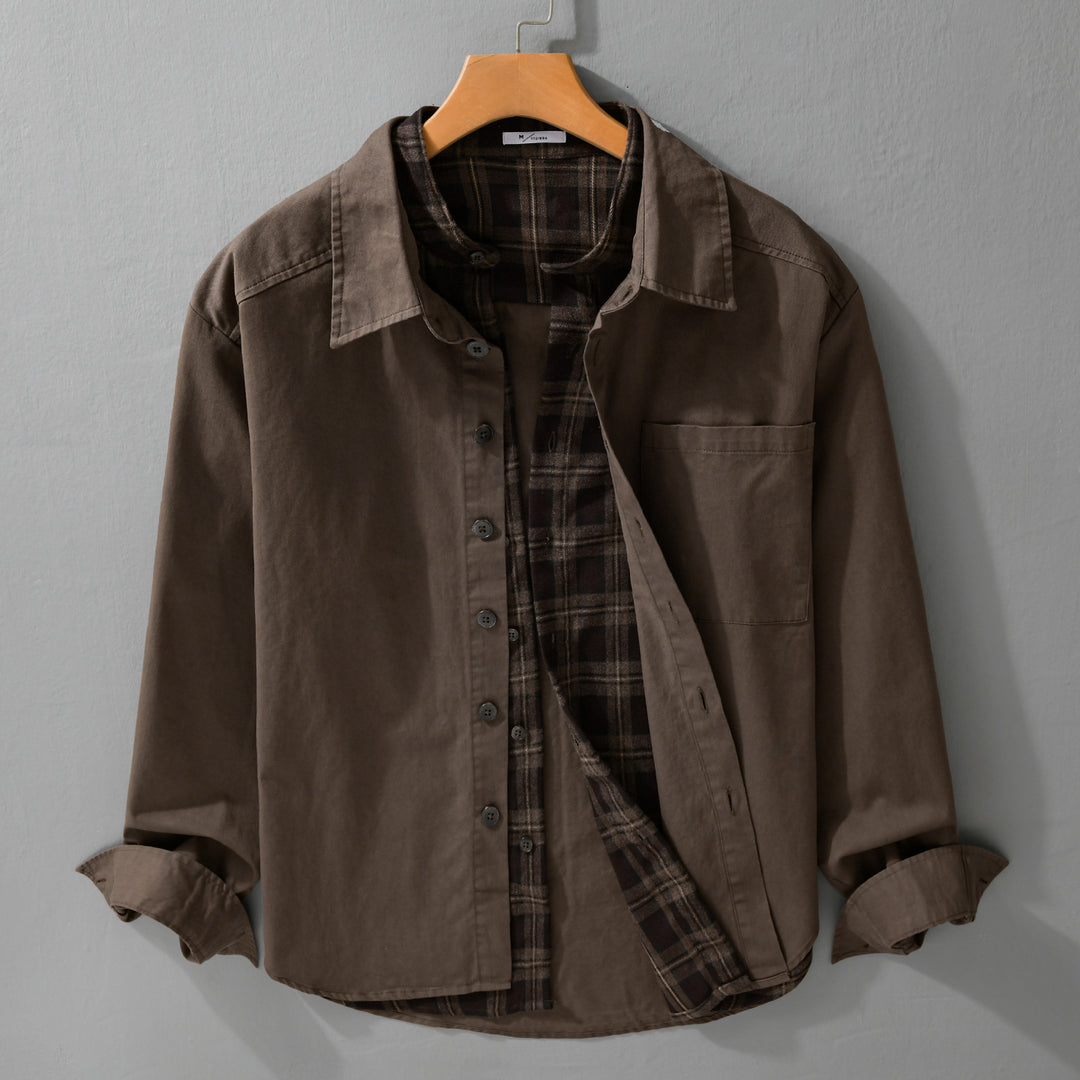 Herren Overshirt-Jacke mit karierter Thermofütterung Nord Taschen