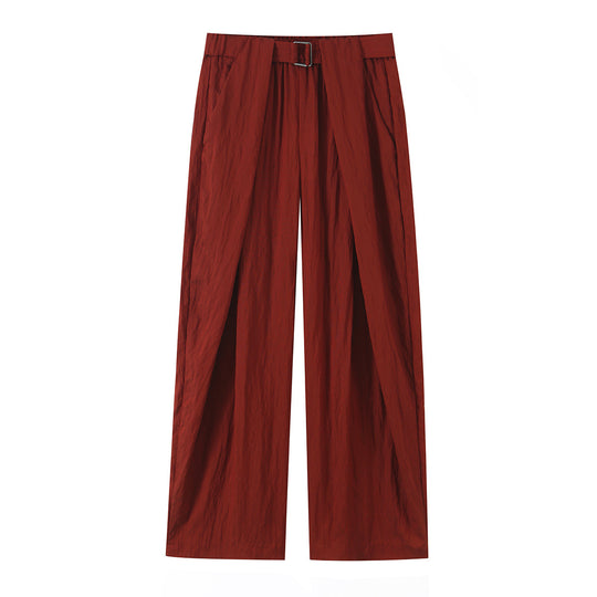 Damen Hochtaillierte Wide‑Leg Stoffhose mit Bundfalten und Bindegürtel Nord Taschen
