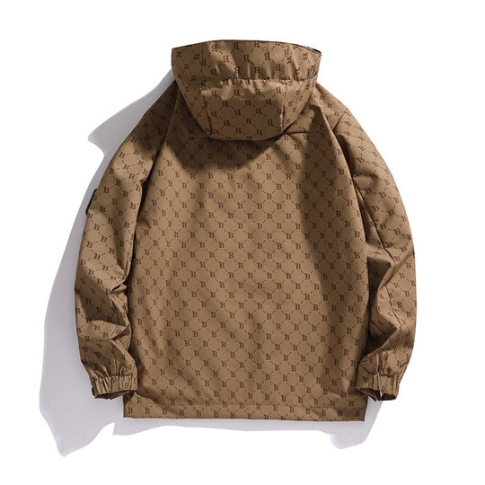 Herren Leichte Kapuzen-Logoallover-Fieldjacke mit Mesh-Futter und wasserabweisender Oberfläche Nord Taschen