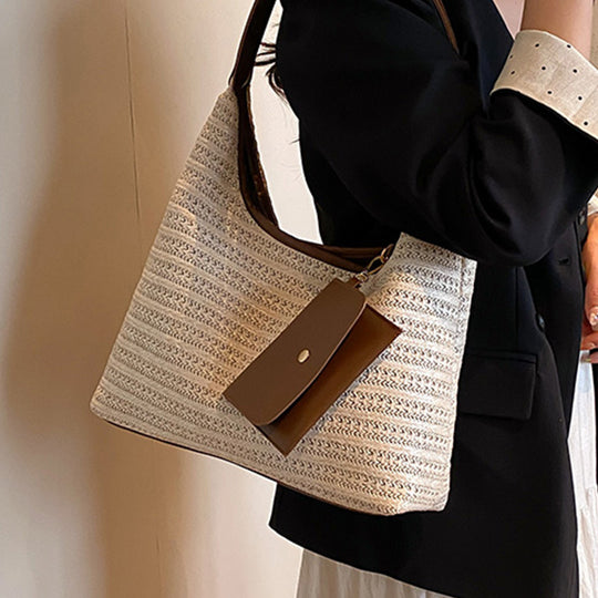Damen Hobo-Tasche aus hochwertigem geflochtenem Material mit abnehmbarem Anhänger Nord Taschen