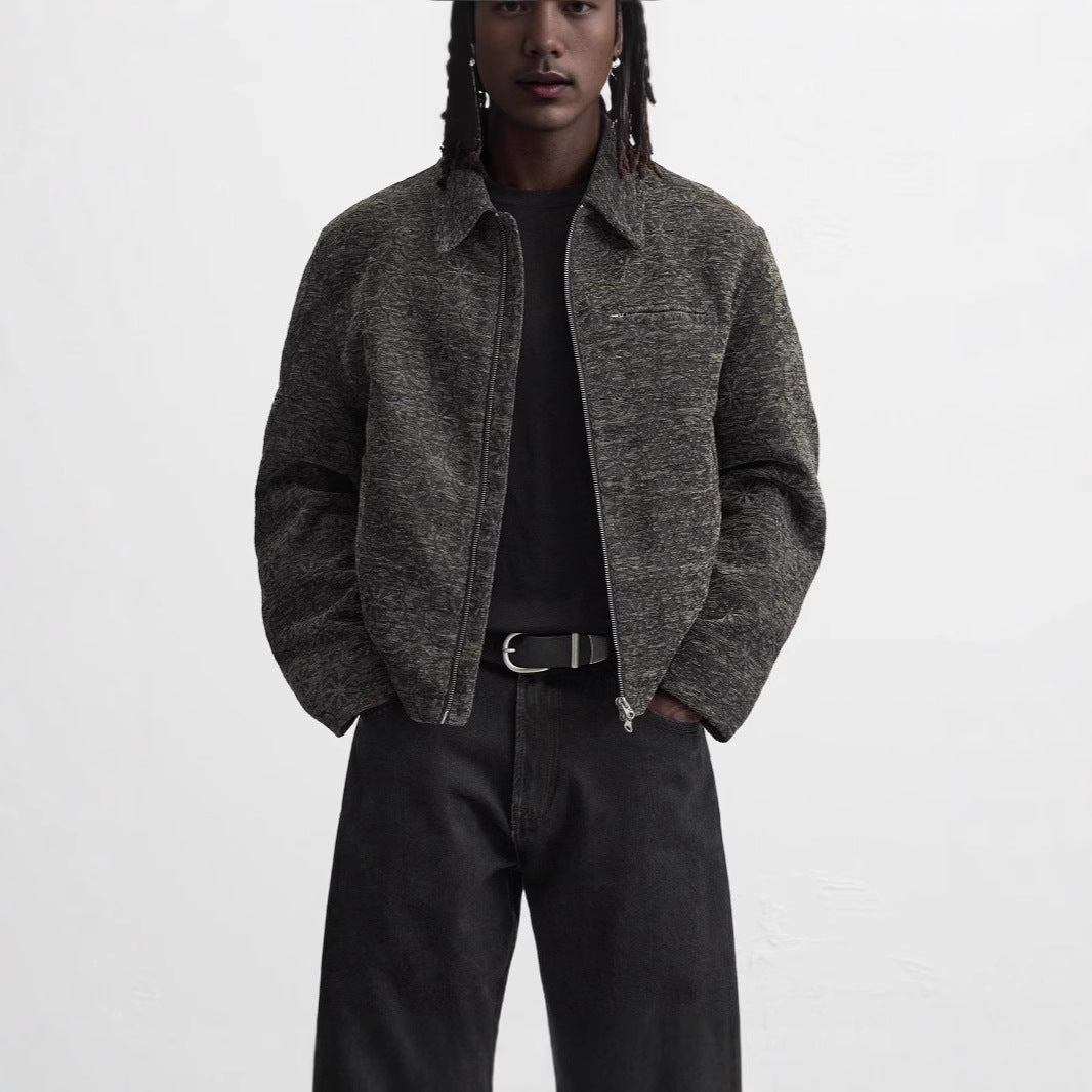 Herren Gewebter Wollmix-Zip‑Blouson mit Struktur und Hemdkragen Nord Taschen