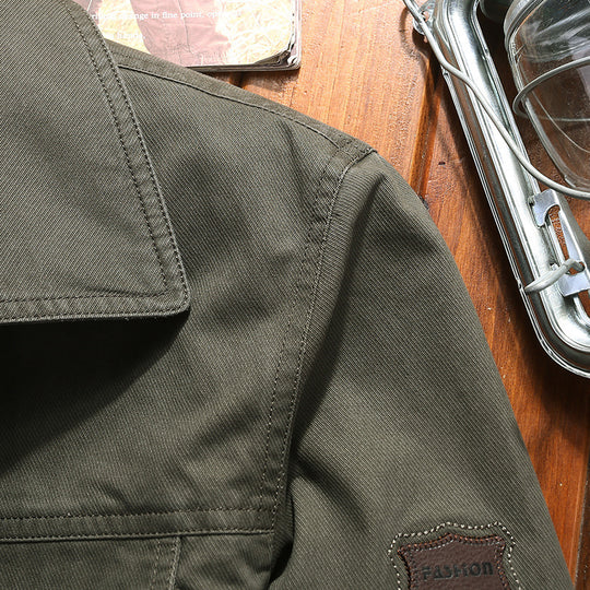 Herren robuste Canvas-Feldjacke mit Brusttasche Stickdetail und Hemdkragen Nord Taschen