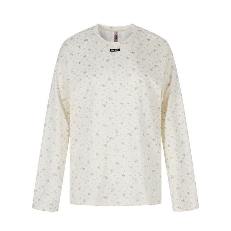 Damen Langarmshirt mit zartem Blumenprint und Rundhalsausschnitt Nord Taschen